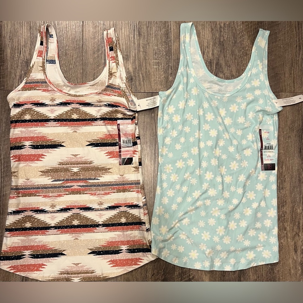 2 No Boundaries tanks 1 Western.1 Floral Tank Top - Multicolor and Light Blue.